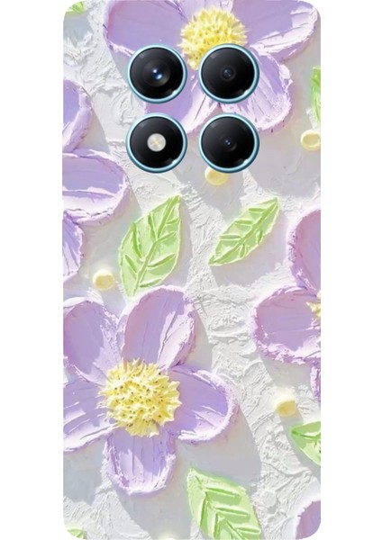 Redmi Note 14 Pro 4g Uyumlu Mor Papatyalar Sulu Boya Baskılı Silikon Kılıf