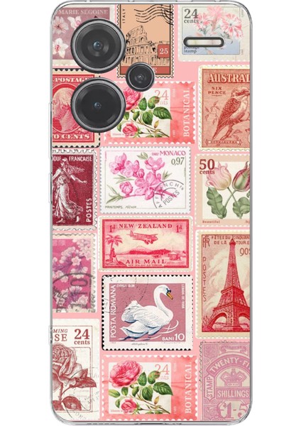 Redmi Note 13 Pro Plus 5g Uyumlu Pembe Posta Pulları Baskılı Silikon Kılıf