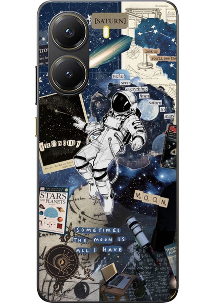 Poco X7 Pro Uyumlu Retro Astronot Tasarımlı Baskılı Silikon Kılıf