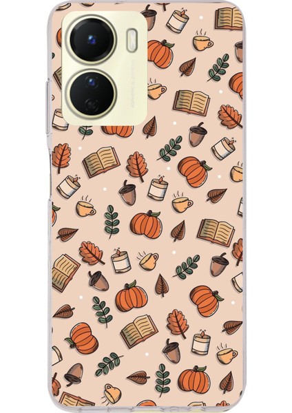 Vivo Y16 Uyumlu Sonbahar Balkabağı Baskılı Silikon Kılıf