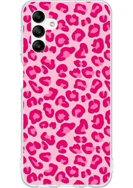 Samsung Galaxy A04S Uyumlu Pembe Leopar Tasarımlı Baskılı Silikon Kılıf
