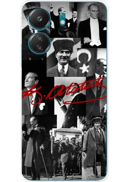 Redmi 13C - Poco C65 Uyumlu Kırmızı Mustafa Kemal Atatürk Imza Baskılı Silikon Kılıf