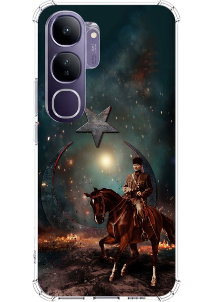 Vivo V40 Lite Uyumlu Atatürk At Üstünde Zafer Baskılı Silikon Kılıf