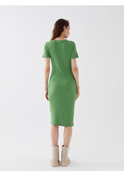 Yeni Sezon Bisiklet Yaka Düz Kısa Kollu Elbise indirimleri