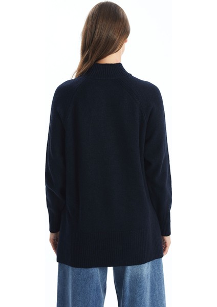 Yeni Sezon Dik Yaka Düz Oversize Kadın Triko Tunik fırsatları