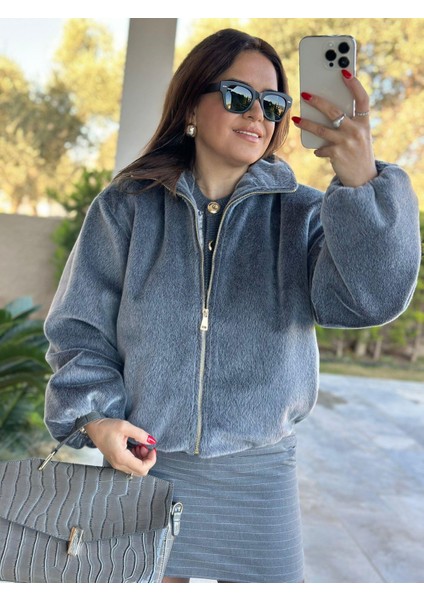 Gri Lastikli Peluş Ceket fiyatları