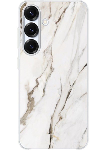 Samsung Galaxy S25 Plus Uyumlu Beyaz Mermer Baskılı Silikon Kılıf