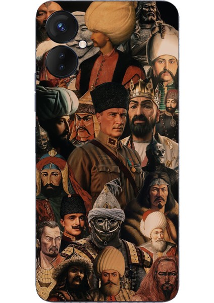 Tecno Spark 9 Pro Uyumlu Türk Büyükleri Kolaj Baskılı Silikon Kılıf