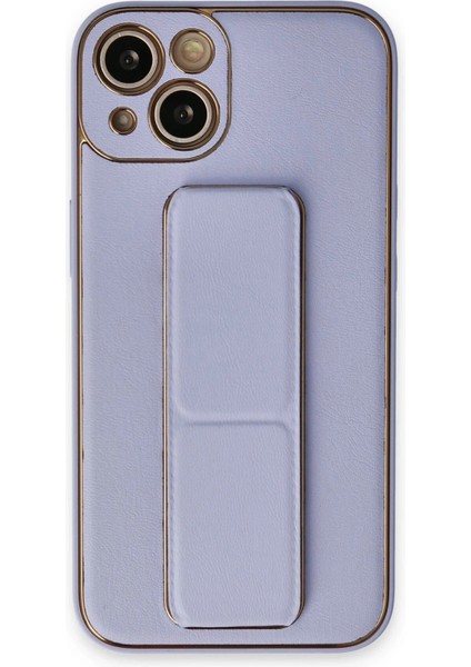 iPhone 14 Plus Kılıf Coco Deri Standlı Kapak - Lila