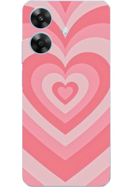 Realme Note 60 Uyumlu Pembe Kalpler Baskılı Silikon Kılıf