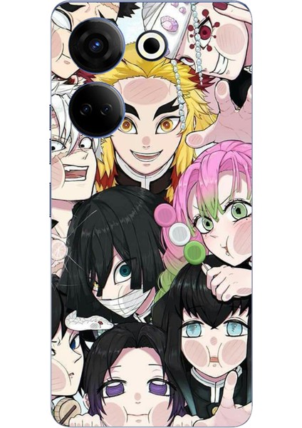 Tecno Camon 20 - 20 Pro 4g Uyumlu Demon Slayer Manga Baskılı Silikon Kılıf