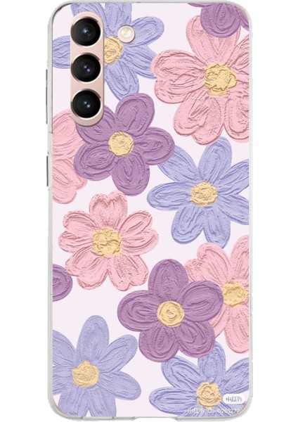Samsung Galaxy S21 Uyumlu Renkli Papatyalar Sulu Boya Baskılı Silikon Kılıf