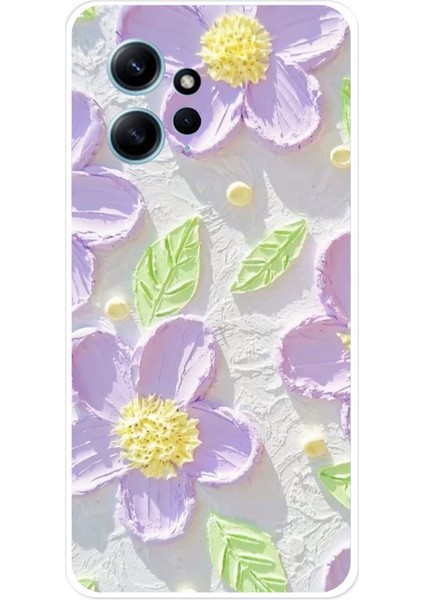 Redmi Note 12 4g Uyumlu Mor Papatyalar Sulu Boya Baskılı Silikon Kılıf