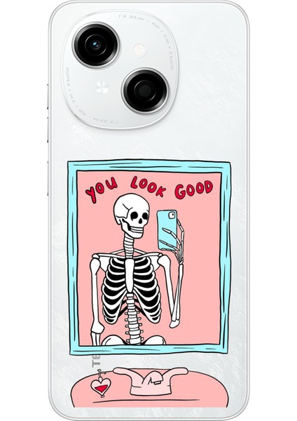 Tecno Spark Go 1 Uyumlu You Look Good Iskelet Tasarımlı Baskılı Silikon Kılıf