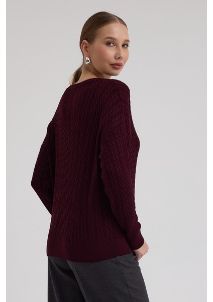 Kayık Yaka Selanik ve Saç Örgü Salaç Kazak