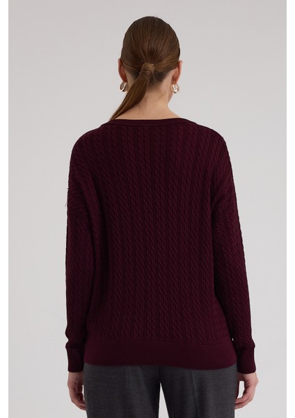 Kayık Yaka Selanik ve Saç Örgü Salaç Kazak