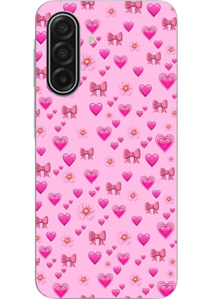 Samsung Galaxy A17 Uyumlu Pembe Minik Kalpler Baskılı Silikon Kılıf