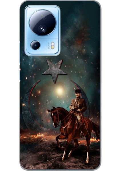 Xiaomi Mi 13 Lite Uyumlu Atatürk At Üstünde Zafer Baskılı Silikon Kılıf