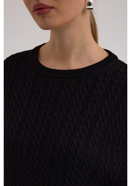 Kayık Yaka Selanik ve Saç Örgü Salaç Kazak