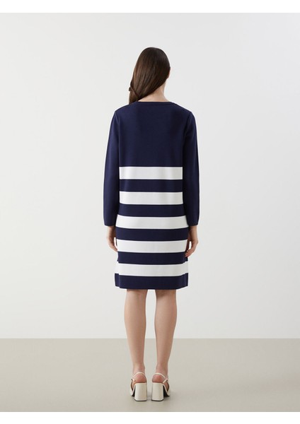 Yeni Sezon Bisiklet Yaka Renk Bloklu Kadın Triko Elbise fırsatları