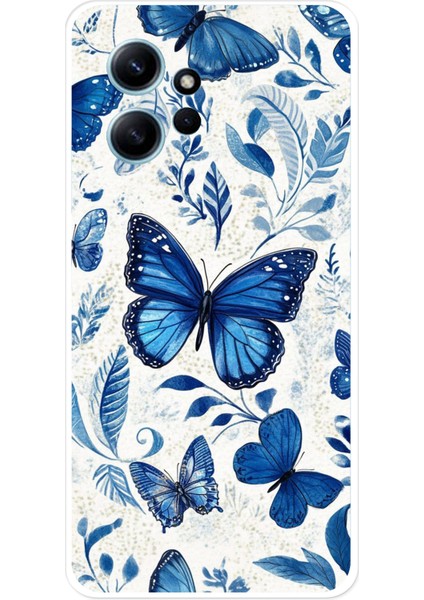 Redmi Note 12 4g Uyumlu Mavi Kelebekler Baskılı Silikon Kılıf