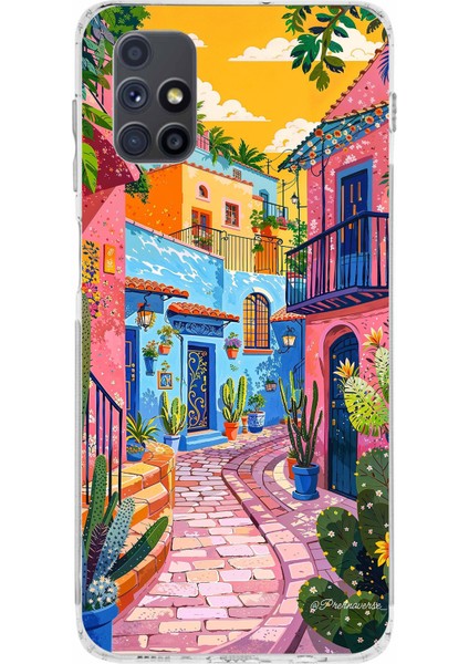 Samsung Galaxy M51 Uyumlu Renkli Sanat Sokak Silikon Kılıf
