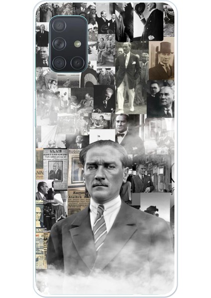 Samsung Galaxy A71 Uyumlu Mustafa Kemal Atatürk Kolaj Baskılı Silikon Kılıf