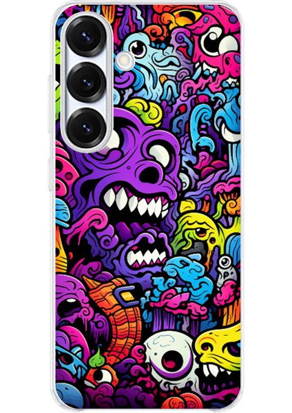 Samsung Galaxy S25 Uyumlu Psikodeli Renkli Canavarlar Baskılı Silikon Kılıf