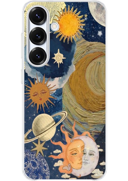 Samsung Galaxy S25 Plus Uyumlu Güneş ve Ay Evren Tasarımlı Baskılı Silikon Kılıf
