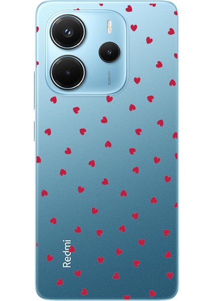 Redmi Note 14 4g Uyumlu Kırmızı Kalpler Tasarımlı Baskılı Silikon Kılıf
