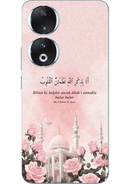 Honor 90 Uyumlu Rad Suresi Cami ve Güller Baskılı Silikon Kılıf