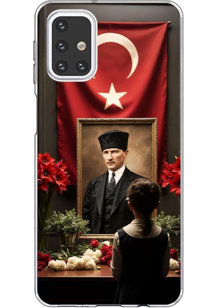 Samsung Galaxy M31S Uyumlu Atatürk Türk Bayrağı Tablo Baskılı Silikon Kılıf