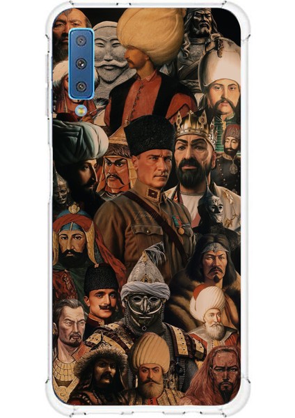 Samsung Galaxy A7 2018 Uyumlu Türk Büyükleri Kolaj Baskılı Silikon Kılıf