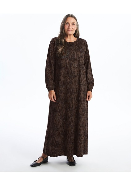 Yeni Sezon Bisiklet Yaka Desenli Elbise