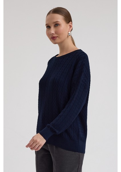 Kayık Yaka Selanik ve Saç Örgü Salaç Kazak