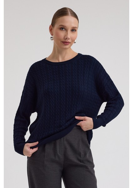 Kayık Yaka Selanik ve Saç Örgü Salaç Kazak