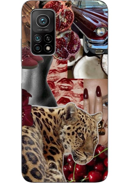 Xiaomi Mi 10T - 10T Pro Uyumlu Leopar Kırmızı Vibes Baskılı Silikon Kılıf
