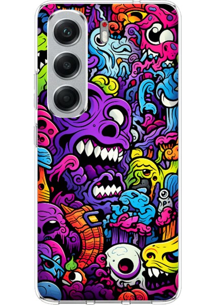 Tecno Camon 40 Pro Uyumlu Psikodeli Renkli Canavarlar Baskılı Silikon Kılıf