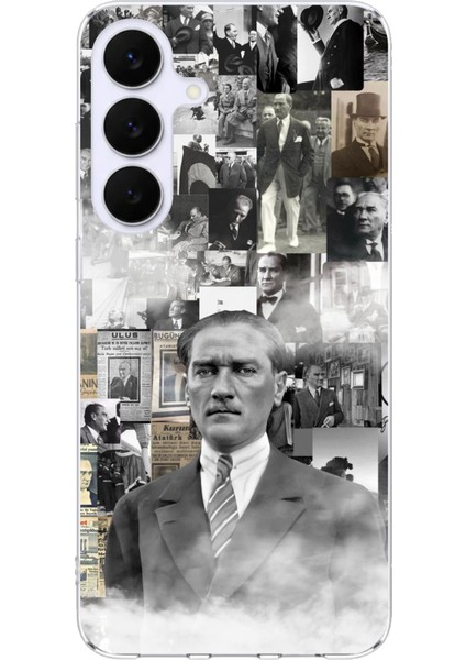 Samsung Galaxy S25 Fe Uyumlu Mustafa Kemal Atatürk Kolaj Baskılı Silikon Kılıf