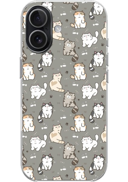 iPhone 17 Uyumlu Minik Sevimli Kediler Baskılı Silikon Kılıf