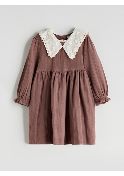 Yeni Sezon Bebe Yaka Kız Çocuk Müslin Elbise modelleri