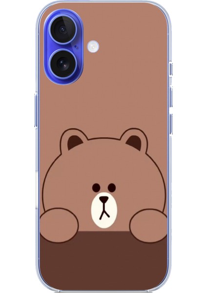 iPhone 16 Uyumlu Kahverengi Ayı Tasarımlı Baskılı Silikon Kılıf