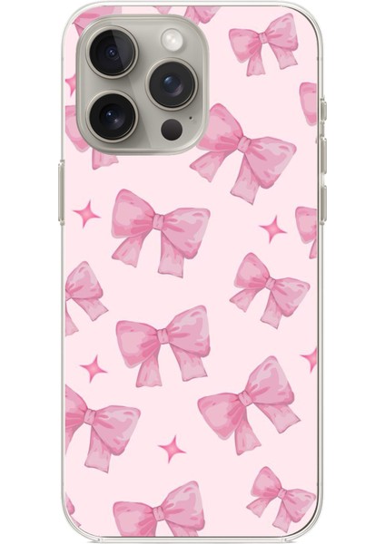 iPhone 15 Pro Max Uyumlu Pembe Fiyonklar Baskılı Silikon Kılıf