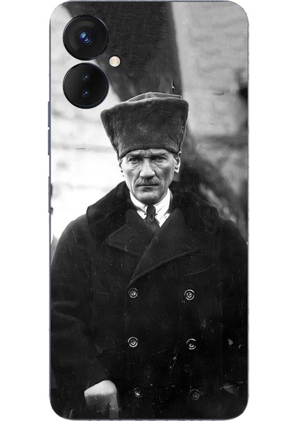 Tecno Spark 9 Pro Uyumlu Mustafa Kemal Atatürk Portre Baskılı Silikon Kılıf
