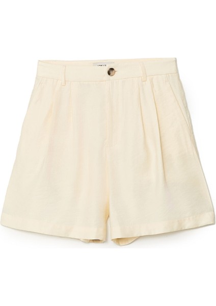 Yeni Sezon Rahat Kalıp Düz Keten Görünümlü Kadın Şort indirimleri