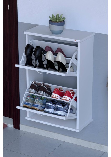 Umay Asma (52 Cm) Ayakkabılık 2 Düşer Kapaklı 4 Raflı (5 Farklı Renk Seçeneği) modelleri