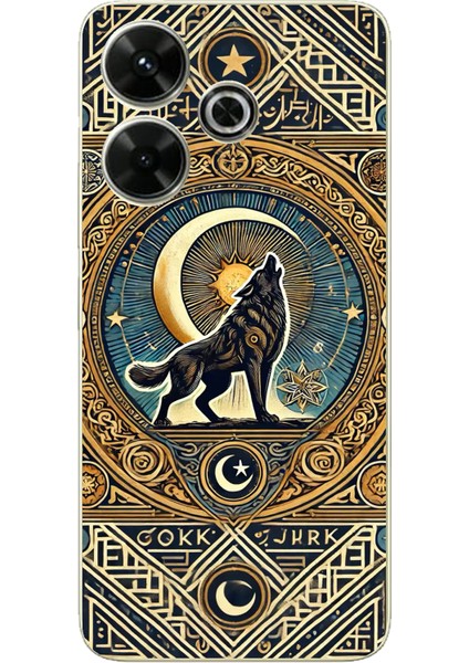 Redmi 13 Uyumlu Yalnız Kurt Göktürk Baskılı Silikon Kılıf