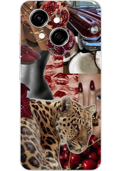 Tecno Spark Go 1 Uyumlu Leopar Kırmızı Vibes Baskılı Silikon Kılıf