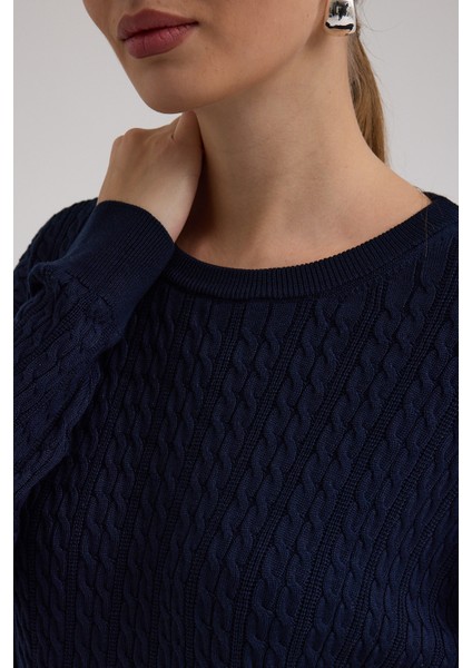 Kayık Yaka Selanik ve Saç Örgü Salaç Kazak