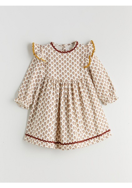 Yeni Sezon Çiçekli ve Fırfırlı Kız Çocuk Elbise